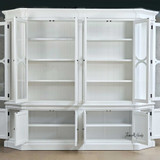 Full view of the Stonefield Double Display Cabinet Wall Unit with Angled Sides with all doors open, showcasing the maximum storage potential and design beauty.