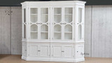 Side view, emphasising the Stonefield Double Display Cabinet Wall Unit with Angled Sides sleek, angled sides and seamless construction.