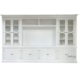 Front View of Stonefield Wall Unit - A direct front view showcasing the full length of the 387cm Stonefield TV Media Wall Unit, highlighting its classic design and ample storage space.