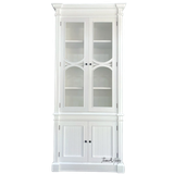 Straight-on view of the Stonefield Single Display Wall Unit, emphasising its dual functionality as a bookshelf and display cabinet, with classic detailing, ample storage, and refined wood finishes.