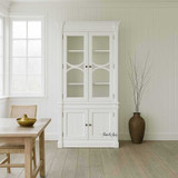 Wide front view of the Stonefield Single Display Wall Unit, in situ in a dining room