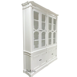 Angled view of the Stonefield Double Display Wall Unit, emphasising the depth and dimension of its craftsmanship, with a focus on the refined wood finishes, ample shelving, and the versatility of its use as a bookcase, bookshelf, or display unit.