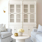 Front view of the Stonefield Double Display Wall Unit, in situ in a Modern Classic Living Room