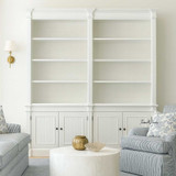 Front view of the Stonefield Double Bookcase Wall Unit in situ in a Modern Classic living room