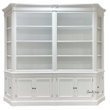 Full-frontal shot, capturing the overall grandeur and presence of the neoclassical inspired cabinet which works perfectly with the Hamptons style.
