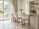 Luxury kitchen stool with leather pull handle by Thomas and Hurley for Hamptons and contemporary kitchens