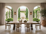 Stuttgart upholstered dining chairs shown styled in a dining setting with the Quinn Extendable Dining Table, perfect for modern Australian interiors.