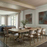 The Berkshire Oak Double Extension Dining Table, by Thomas and Hurley, styled with Argent Chairs.