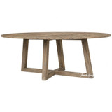 The Ovalis Dining Table by Thomas & Hurley, a contemporary oval timber dining table with sculptural angled trestle base, photographed from the front