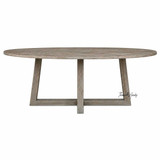 Ovalis Dining Table in brushed oak front view oval timber dining table