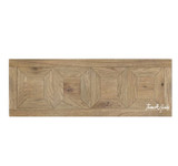 Close up of the top view of the Reagan Campaign Writing Desk in Oak, showing the parquetry top detail.