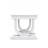 Side profile of the Stonefield Desk by Thomas & Hurley showing architectural pedestal supports.