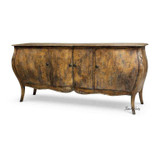 Designer timber sideboard angled perspective showcasing European inspired craftsmanship, the Featherington Commode by Thomas and Hurley.