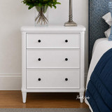 Refined white bedside cabinet with modern classic architectural lines