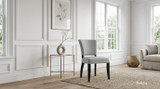 Luxury dining room featuring Dalton Dining Chairs with black timber legs and linen-look upholstery