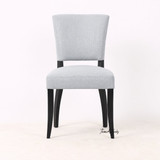 Dalton Dining Chair in Hampton Blue with Black Leg by Thomas & Hurley front view