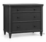 Designer bedroom side table in black with three framed drawers