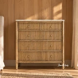 Marble top drawer cabinet with vertically textured fronts and classic details