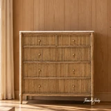 Tall wooden chest of drawers with two smaller upper drawers and three wide drawers, and a marble top
