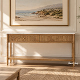 Brookstone Console with Marble Top by Thomas & Hurley in a classic interior styled with a coastal artwork