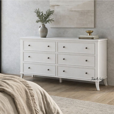 The Piastri 6 Drawer Chest in white by Thomas and Hurley.