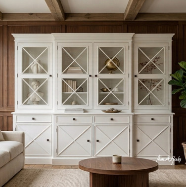 Hamptons inspired white display cabinet by Thomas and Hurley