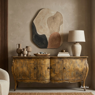 Featherington Commode by Thomas & Hurley styled in a refined neutral living room