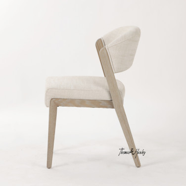 Stanton Dining Chair with brushed oak legs and premium upholstery by Thomas & Hurley