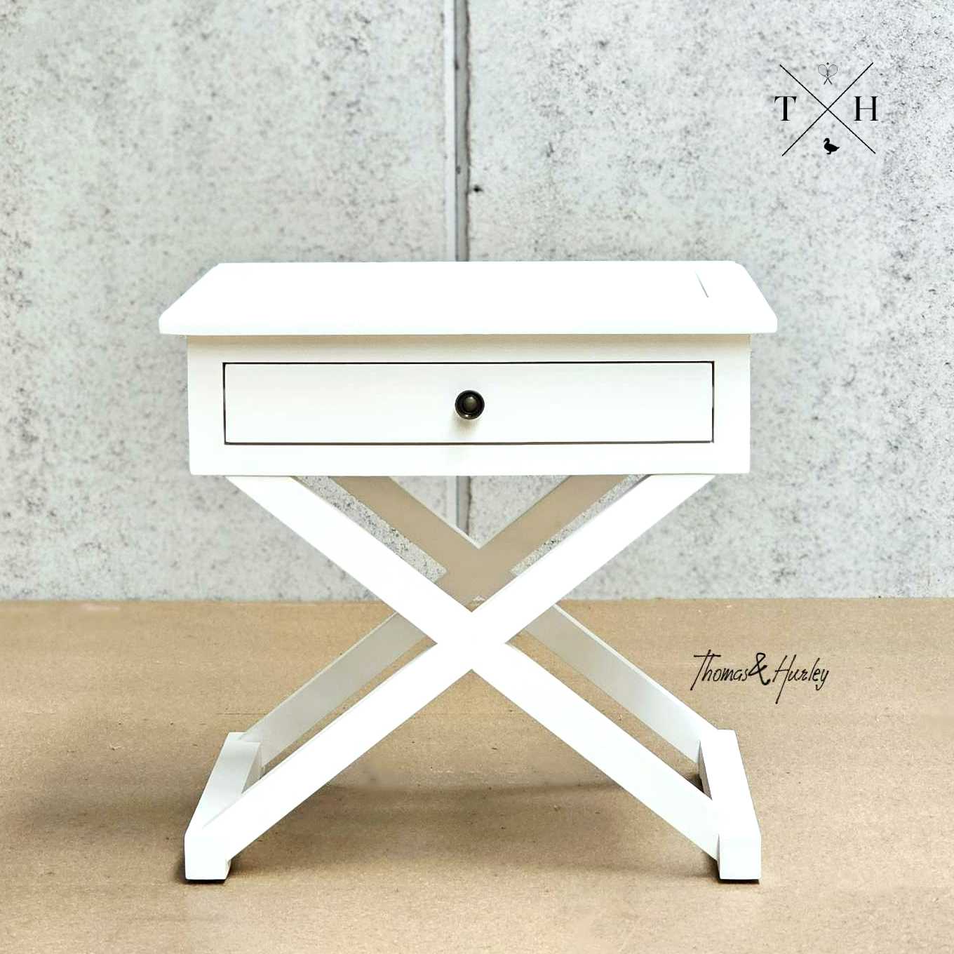 Hampstead Cross Leg Bedside/Side Table Classic Elegance in Crisp White