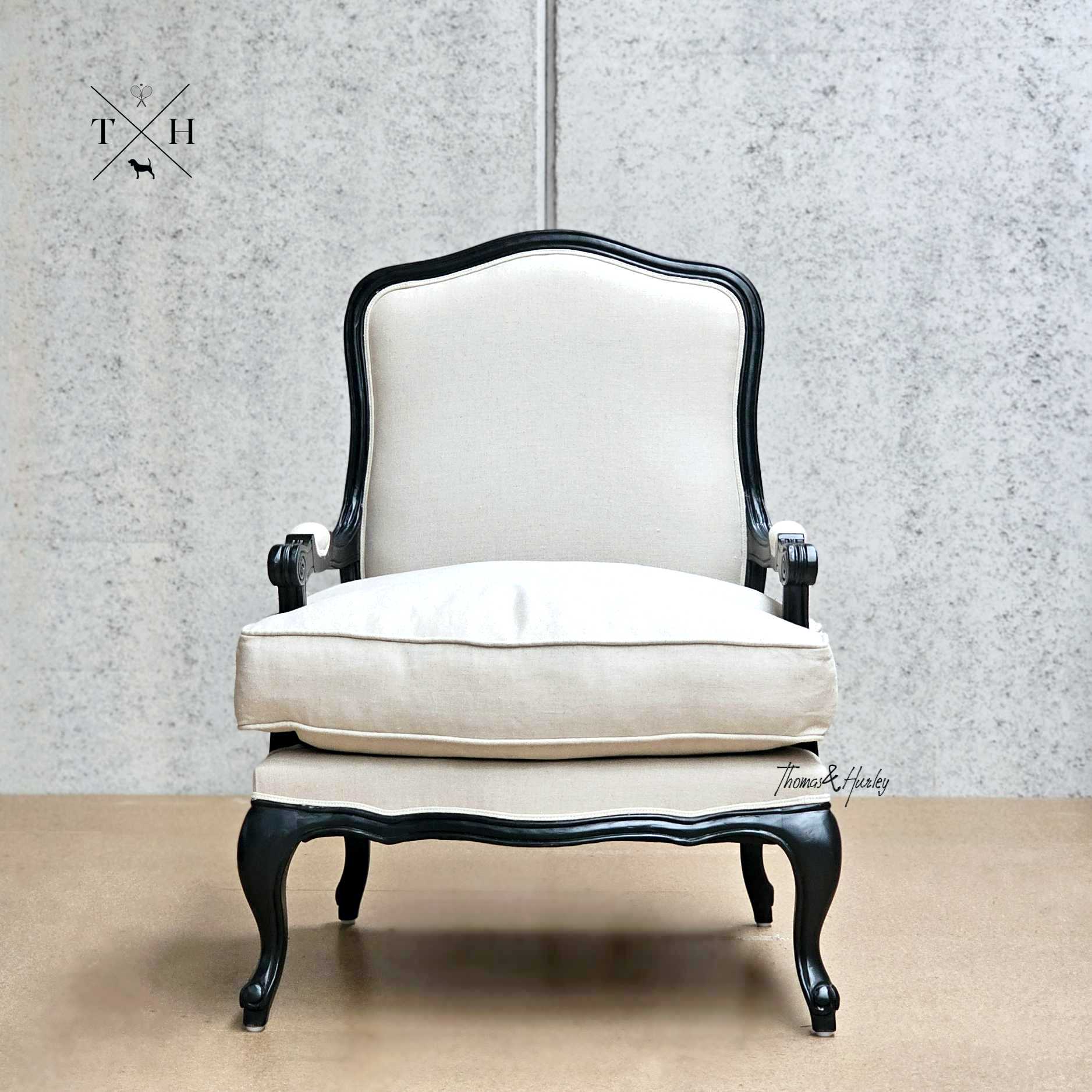 Black and shop cream armchair