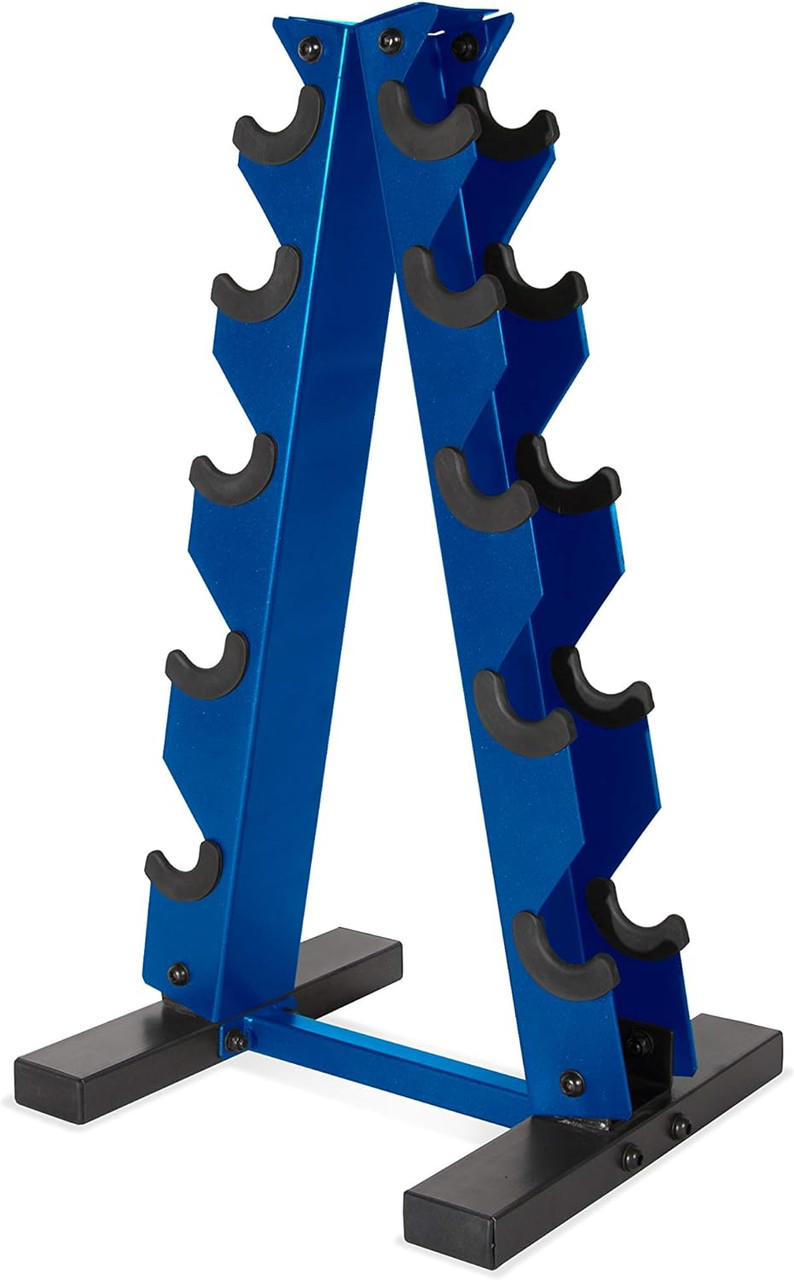 CAP Barbell 68 Kg Hantel-Set – Sechskant-Gummi, Mit Vertikalem A-Rahmen-Gestell, Blau – Für Heim-Fitness