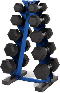 CAP Barbell 150 lb Rubber Hex Dumbbell Weight Set with Rack | Color Series CAP Barbell 150 lb Rubber Hex Dumbbell Weight Set with Rack | Color Series