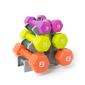 32 lb Tone Fitness Neoprene Coated Dumbbell Set with Rack 32 lb Tone Fitness Neoprene Coated Dumbbell Set with Rack
