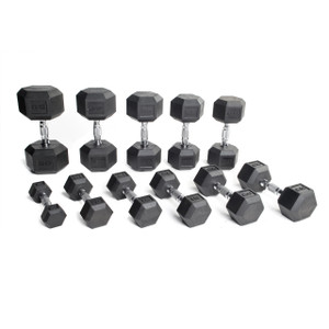 CAP Rubber Hex Dumbbells with Contoured Handle Set CAP Rubber Hex Dumbbells with Contoured Handle Set