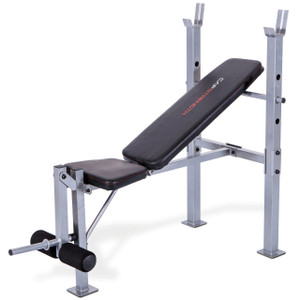CAP Strength Standard Bench with Leg Developer, angled view CAP Strength Standard Bench with Leg Developer, angled view
