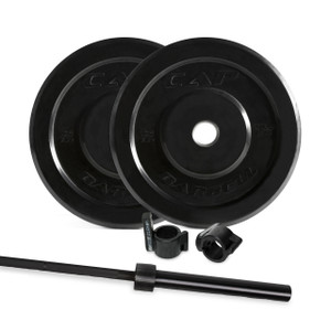 CAP 135 lb Bumper Plate Set with Bar and Muscle Clamp CAP 135 lb Bumper Plate Set with Bar and Muscle Clamp