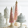 Raz 17" Pink and Gold Scroll Pattern Christmas Tree Figures Set of 2 4511621