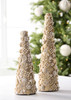 Raz 17.5" Set of 2 Gold Jewel and Pearl Brooch Cone Trees 4513520