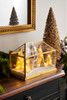 Raz 10.75" Lighted Gold House Terrarium Christmas Decoration 4515557