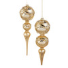 Raz 11" Gold and Pearl Trimmed Finial Glass Christmas Ornament 4522867