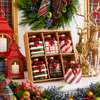 Raz 3.25" Box of 6 Striped Gifts Glass Christmas Ornaments 4522921-2