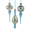 Raz 10" Gold Leaf Wrapped Blue Iridescent Finial Glass Christmas Ornament 4523009