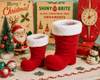 Raz 7.5" or 10.5" Red Flocked Santa Boot Christmas Decoration -10