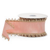 Raz 4" Pale Pink and Gold Jewel Edge Wired Christmas Ribbon R4571878