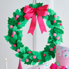 Raz 20" Pink and Green Holly Felt Christmas Wreath W4516721