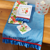 Raz 26" Strawberry Vine Blue Tea Towels or 72" Blossom Trellis Table Runner Summer Table Decor
