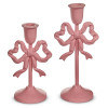 Raz 10" Pink Bow Candlesticks Spring or Summer Decor 4657220