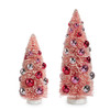 Raz 12" Bottle Brush Trees with Pink Ornaments 4416190 -2