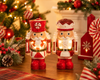 Raz 7" Lighted Red and White Nutcracker Figures Set of 2 4501639-2