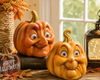Raz 10.5" or 12" Pumpkin Head Halloween Decoration-2